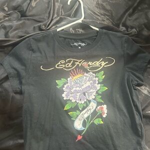 Ed Hardy Black baby Tee with  Floral Graphic